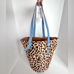 DIANE VON FURSTENBERG WOMEN'S LEOPARD PRINT BELTED TOTE BAG - POWDER BLUE